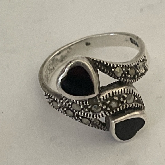 Sterling silver 925 2 hearts ring - Picture 12 of 13